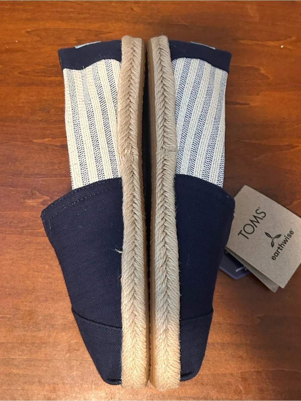 Toms Alpargata Rope Recycled Cotton University Navy stripe Slip-On Shoe6.5